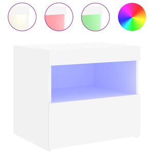 vidaXL Нощно шкафче с LED осветление, бяло, 50x40x45 см