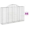 vidaXL Габионни кошници арка 8 бр 200x30x120/140 см поцинковано желязо