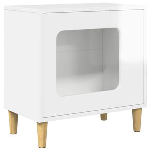 vidaXL Къща за котки Гланц бяло 51 x 30 x 52 см Инженерна дървесина