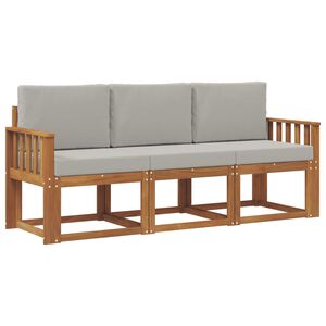 vidaXL Комплект дивани за открито 3 pcs Естествено и светло сиво