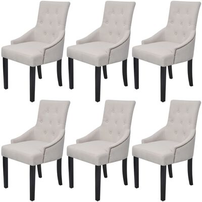 vidaXL Трапезни столове, 6 бр, кремаво-сиви, текстил