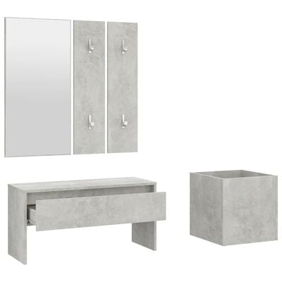 vidaXL Комплект мебели за антре, бетонно сиви, инженерно дърво