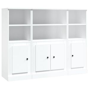 vidaXL Високи шкафове, 3 бр, бели, инженерно дърво