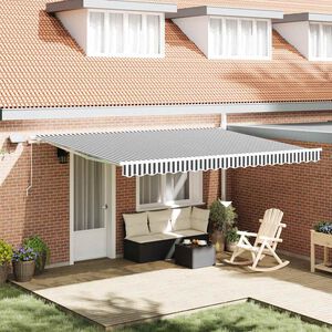 vidaXL Ръчно прибираща се тента с LED, антрацит и бял, 450x300 см