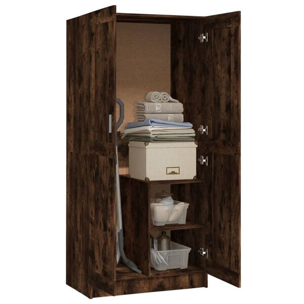 vidaXL Гардероб, опушен дъб, 82,5x51,5x180 см, инженерно дърво