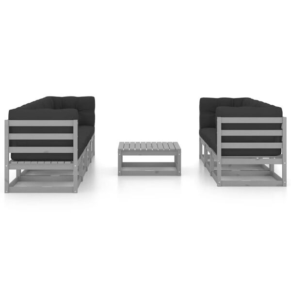 vidaXL Градински лаундж комплект 8 части с възглавници бор масив