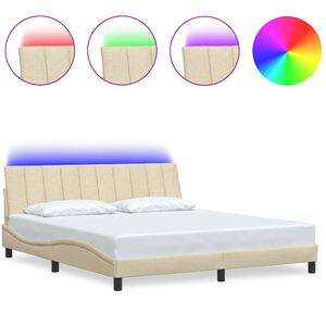 vidaXL Рамка за легло без матрак Hanko, кремава, 180x200 см, плат