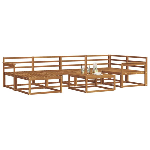 vidaXL Комплект дивани за открито 7 pcs Естествен
