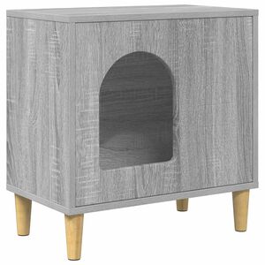 vidaXL Къща за котки Сив Сонома 51 x 30 x 52 см Инженерна дървесина