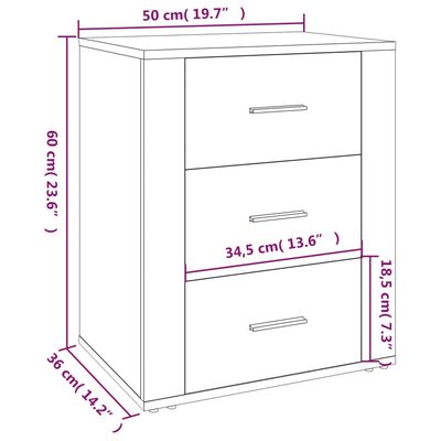 vidaXL Нощно шкафче, бял глянц, 50x36x60 см, инженерно дърво