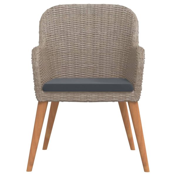 vidaXL Градински трапезен комплект с възглавници, 7 части, кафяв