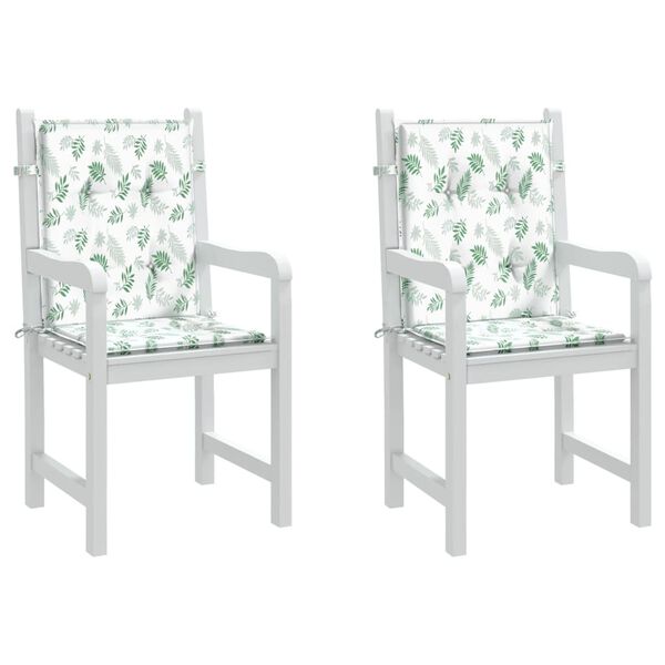 vidaXL Възглавници за стол с ниска облегалка, 2 бр, на листа, текстил