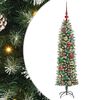 vidaXL Изкуствено Тънко Коледно Дърво Зелен и бял 120 cm