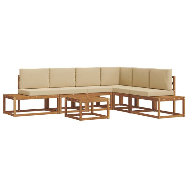 vidaXL Комплект дивани за открито 7 Брой Натурален и Бежов