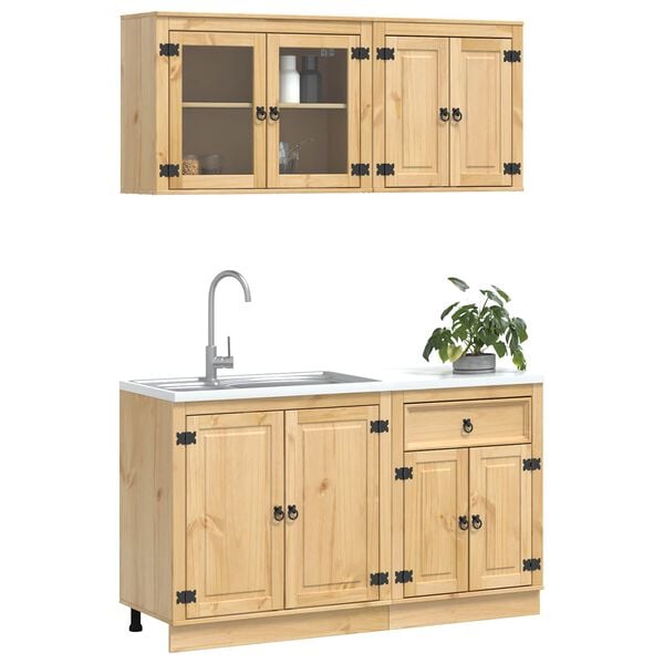 vidaXL За шкафове с рафт SKI 4 pcs Кехлибарен Солидно борово дърво