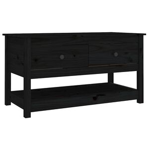 vidaXL Кафе маса, черна, 102x49x55 см, борово дърво масив