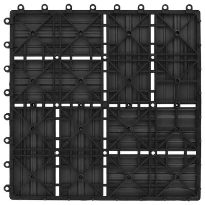 vidaXL 11 бр декинг плочки, WPC, 30x30 см, 1 кв.м., черни