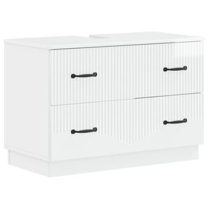 vidaXL Шкаф за мивка в баня HOORN Бял гланц 82 x 41 x 56 см