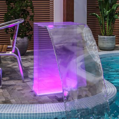 vidaXL Фонтан за басейн с комплект RGB LED и конектор, акрил, 51 см