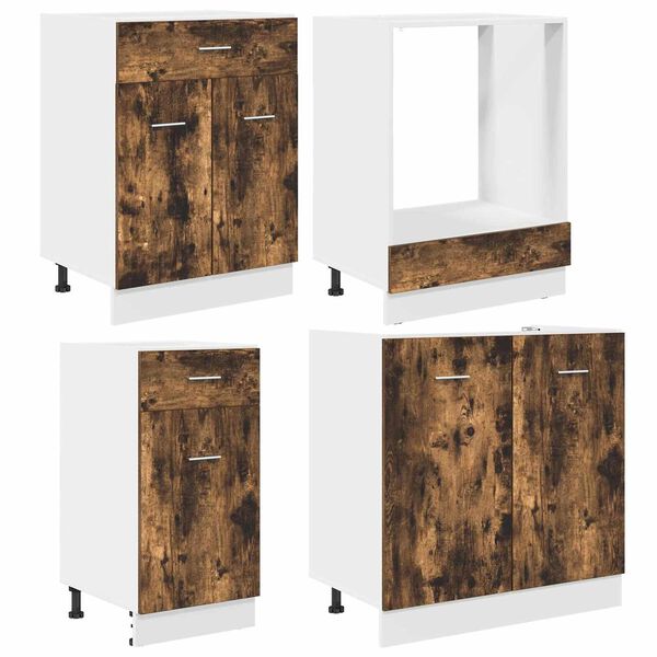 vidaXL Комплект кухненски шкафове с чекмедже Lyon 8 pcs Опушен дъб