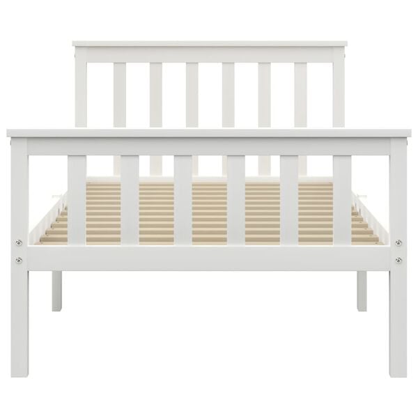 vidaXL Рамка за легло, бяла, борово дърво масив, 90x200 cм
