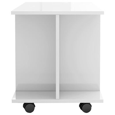 vidaXL ТВ шкаф с колелца, бяло със силен гланц, 80x40x45 см, ПДЧ