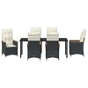vidaXL Комплект за хранене в градината 7 pcs Черно полиратан