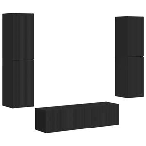 vidaXL Комплект ТВ шкаф 6 pcs Черно Инженерно дърво