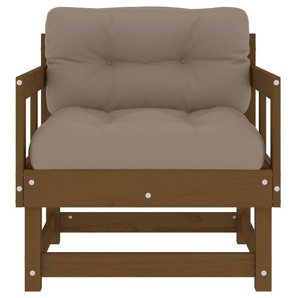 vidaXL Градински столове с възглавници, 2 бр, меденокафяви, бор масив