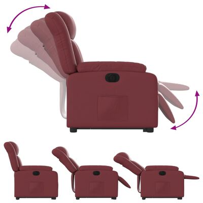 vidaXL Електрически изправящ реклайнер стол, виненочервен, еко кожа