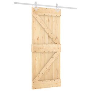 vidaXL Преплъзваща се врата 85 x 210 cm Естествено и бяло
