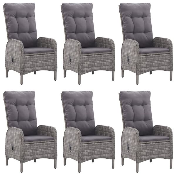 vidaXL Градински трапезен комплект, 7 части, сив