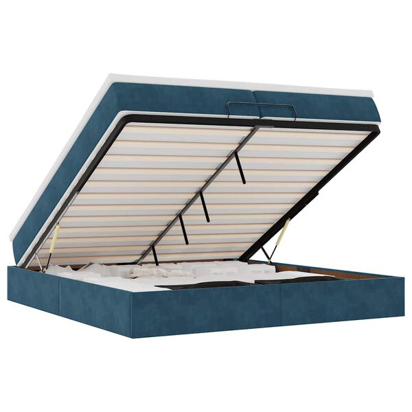 vidaXL Османска легло с матраци, тъмносиньо, 200x200 см, кадифе