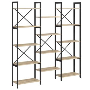 vidaXL Рафт за книги 156 x 25 x 167 см Инженерна дървесина Сонома дъб