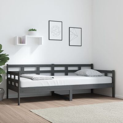 vidaXL Дневно легло, сиво, борово дърво масив, 80x200 см