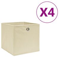 vidaXL Кутии за съхранение 4 бр нетъкан текстил 28x28x28 см кремави
