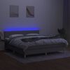 vidaXL Боксспринг легло с матрак и LED, светлосиво, 180x200 см, плат