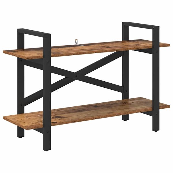 vidaXL Рафт за книги Старо дърво 100 x 33,5 x 64 см Инженерно дърво