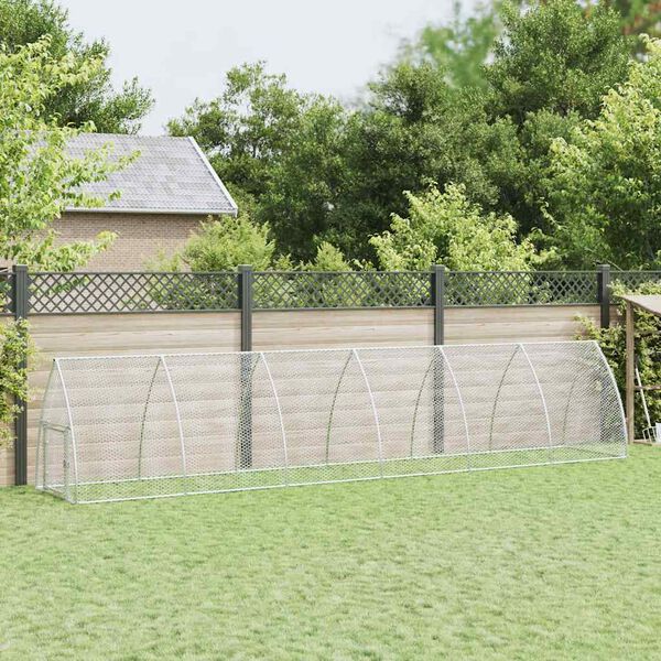 vidaXL Клетка за пилета сребриста 600x105x120 см поцинкована стомана