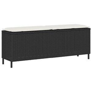 vidaXL Градинска пейка с възглавница, черна, 110x30x40,5 см, полиратан