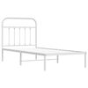 vidaXL Метална рамка за легло с горна табла, бяла, 90x200 см