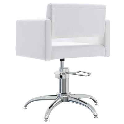 vidaXL Стол за фризьорски салон, бял, изкуствена кожа