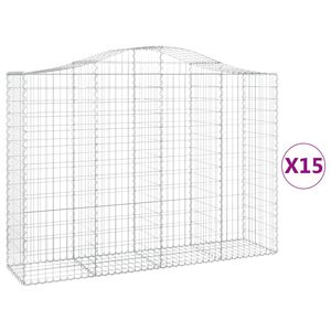 vidaXL Габионни кошници арка 15 бр 200x50x140/160см поцинковано желязо