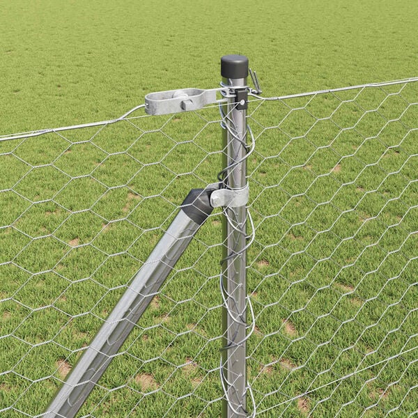 vidaXL Стълб за ограда. Сребрист 25 x 1,2 м (36 мм мрежа) Стомана