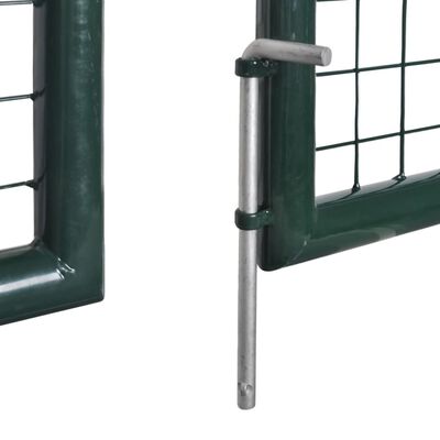 vidaXL Оградна порта, стомана, 306x175 см, зелена