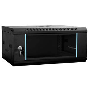 vidaXL Мрежов кабинет със съхранение Черно 60 x 35 x 28 см Стомана