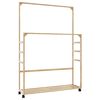 vidaXL Закачалка за дрехи с рафтове и колелца, 90x35x155 см, бамбук
