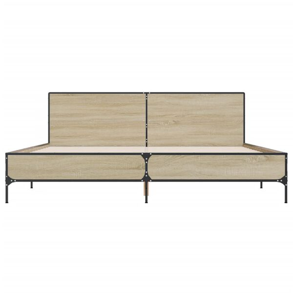 vidaXL Рамка за легло, дъб сонома, 180x200 см, инженерно дърво и метал