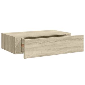 vidaXL Стенен рафт с чекмедже, дъб, 40x23,5x10 см, МДФ