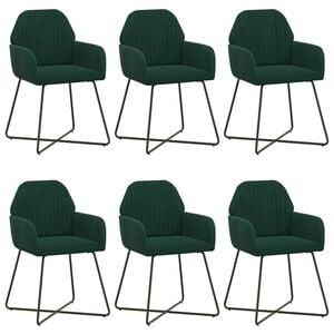 vidaXL Обедени столове 6 pcs Кадифе Тъмнозелено 55 x 50 x 84 см
